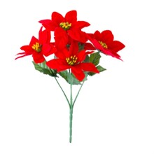 圣诞装饰品仿真花一品红圣诞花把束绢布假花家居花瓶插花餐桌摆件