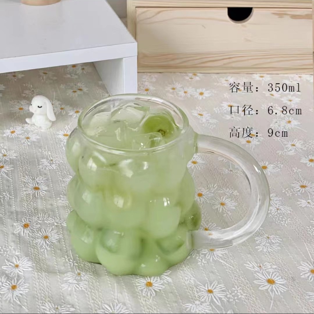 Nuevo vidrio de borosilicato taza de uva con mango nicho jugo bebida taza verano hogar leche desayuno taza