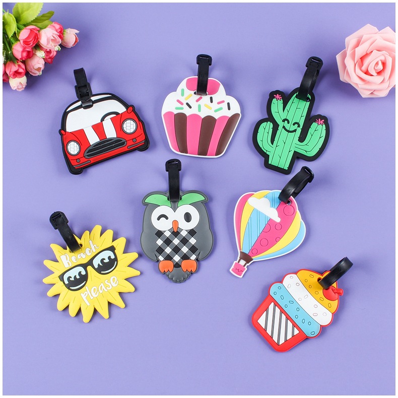 卡通PVC软胶行李牌 硅胶登机托运牌 旅行箱吊牌 儿童书包挂牌