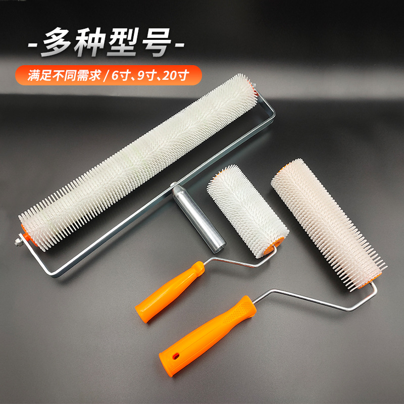 Rolo anti-bolhas de 9 polegadas, escova de cimento, ferramenta autonivelante, dente estendido de 6 polegadas, agulha de pintura de piso epóxi, rolo anti-bolhas