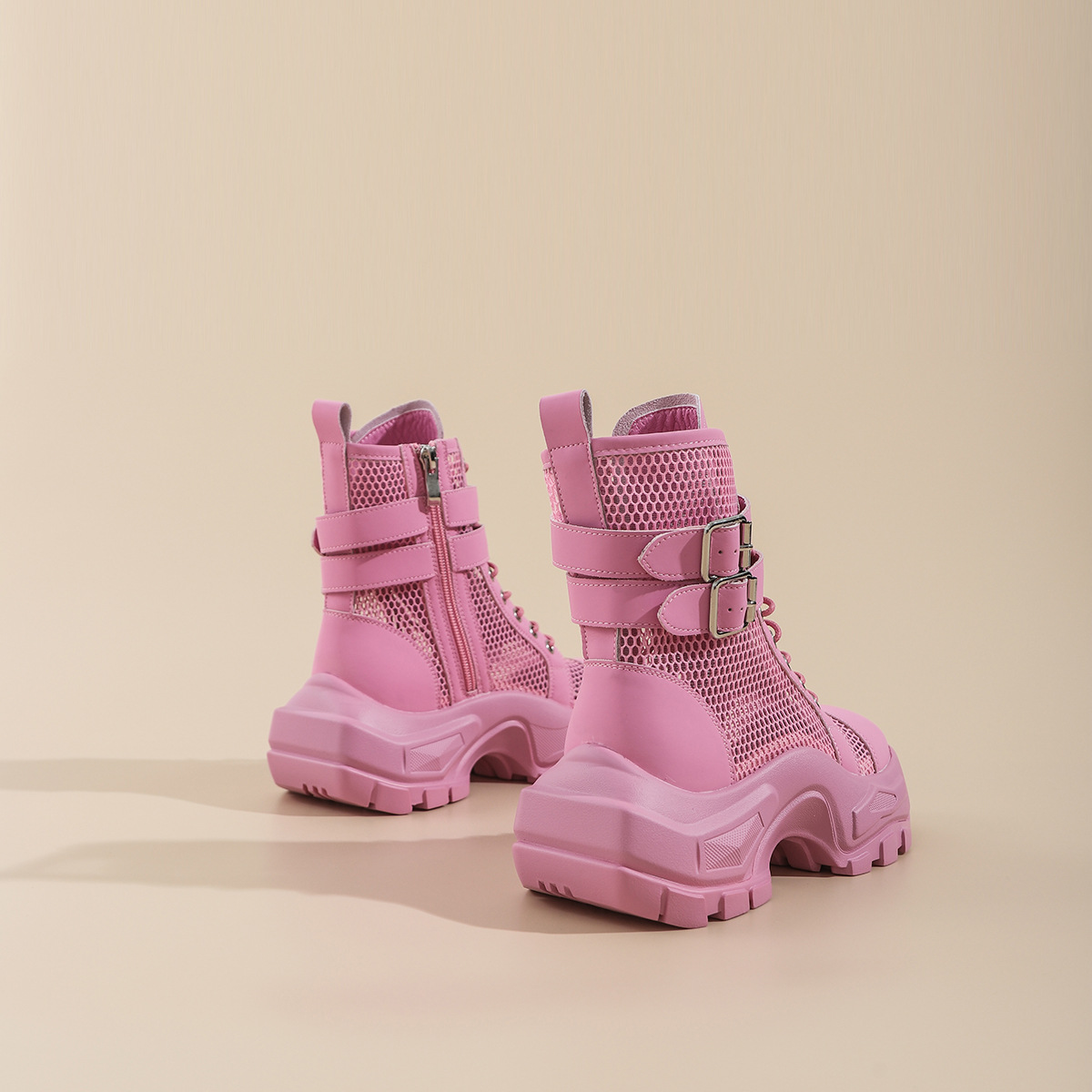 Sports thick-soled Martin boots women's summer thin 2023 new thick-soled mesh hollow breathable boots mesh boots sandals_voghion.com