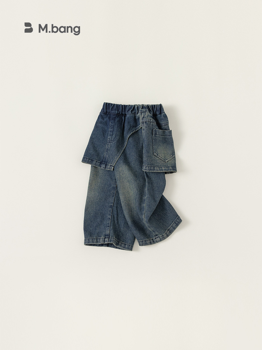 Ropa Infantil Youbao, Jeans para Niñas, Colección Primavera 2026, Pantalones Rectos para Niños con Diseño de Parches, Pantalones Largos para Niños Pequeños con Solapa Trasera