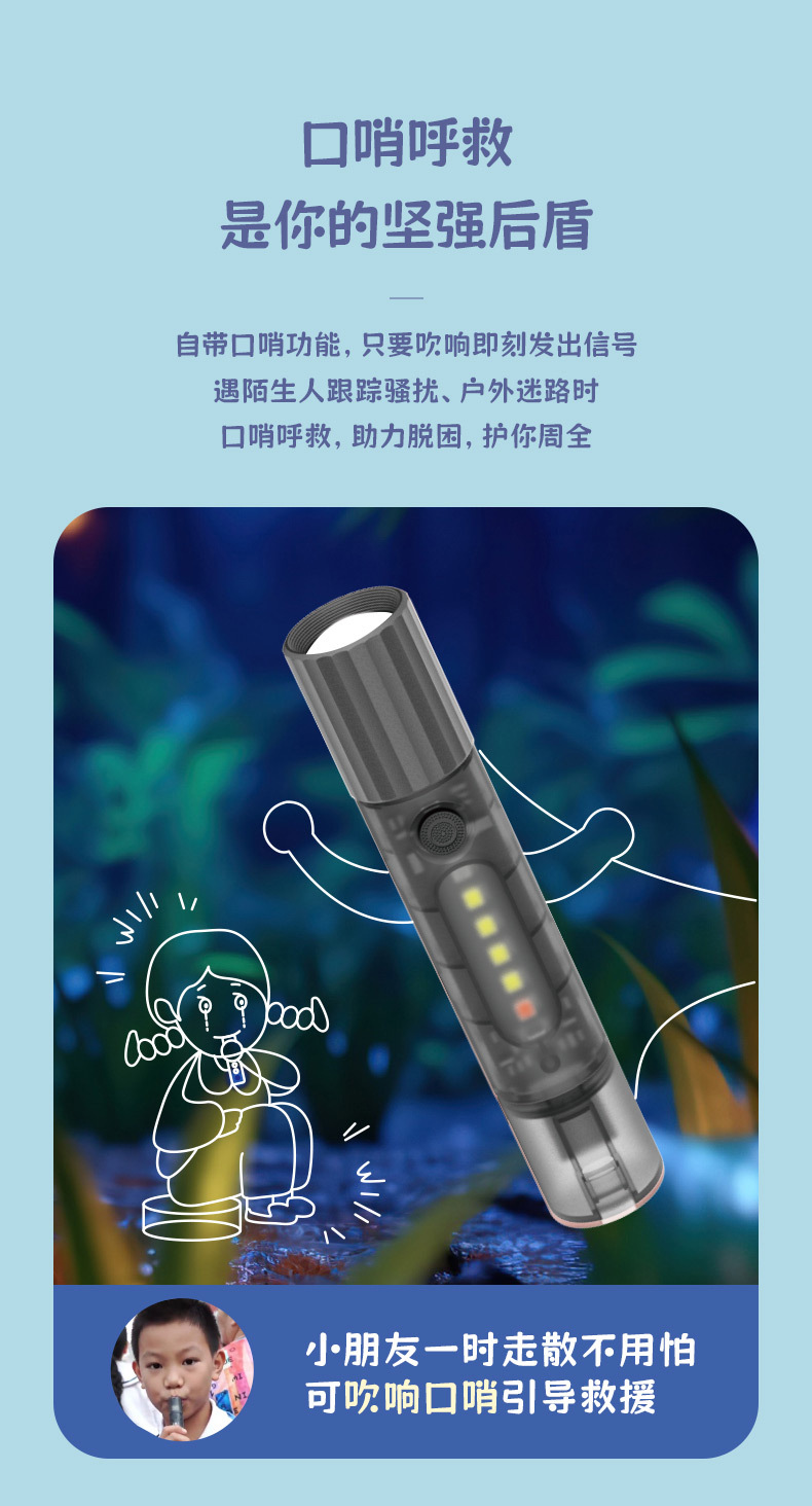 Kangming Boxed Led Flashlight for Home Use, High-Brightness, Multi-Functional, Portable, Outdoor, Long-Range, Emergency Flashlight Wholesale