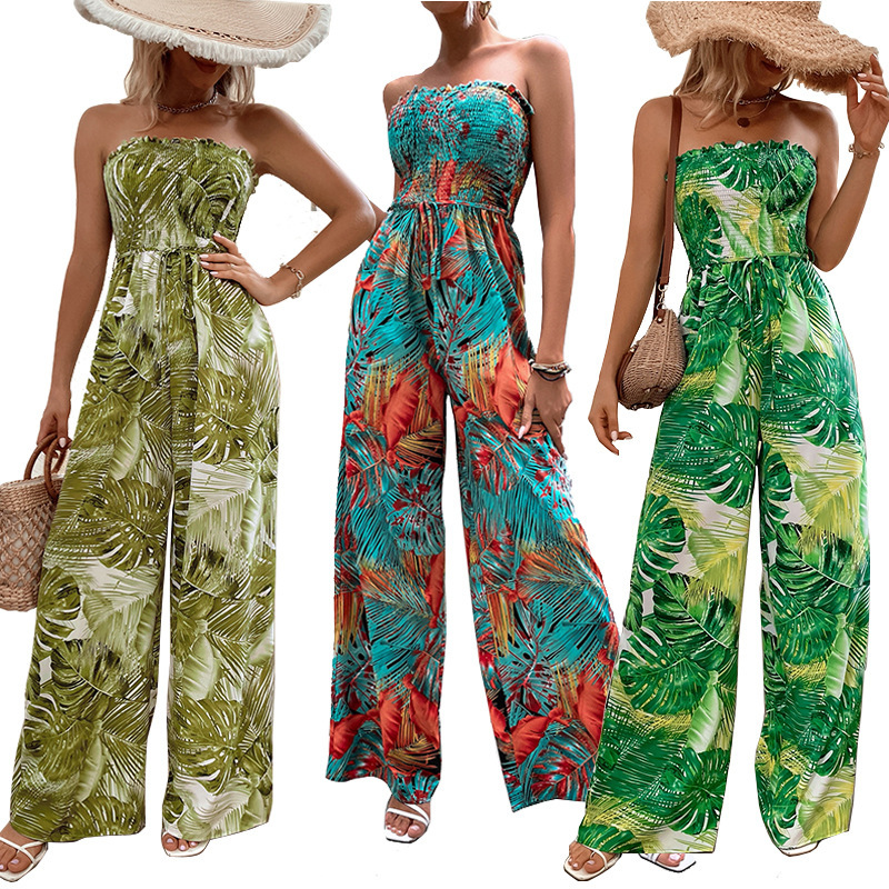 Women's Holiday Daily Vacation Tropical Full Length Printing Jumpsuits display picture 1