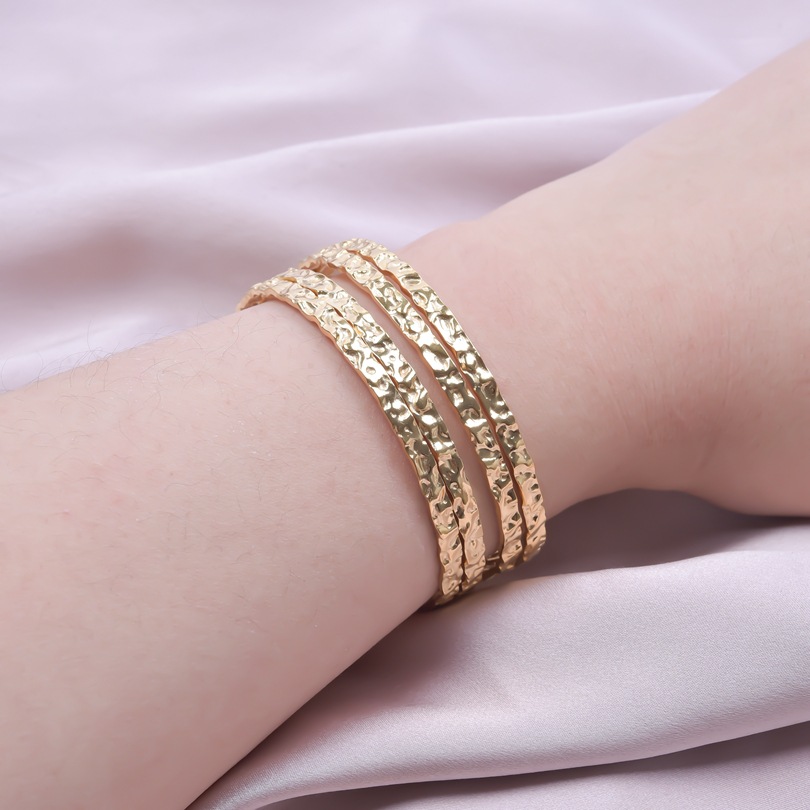304 Stainless Steel Chain Material Simple Style Solid Color 304 Stainless Steel 18K Gold Plated Bangle In Bulk