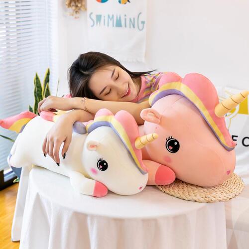Cute Plush Unicorn Stuffed Animal Doll for Bed Sleeping Long Hug Pillow Birthday Gift for Girls