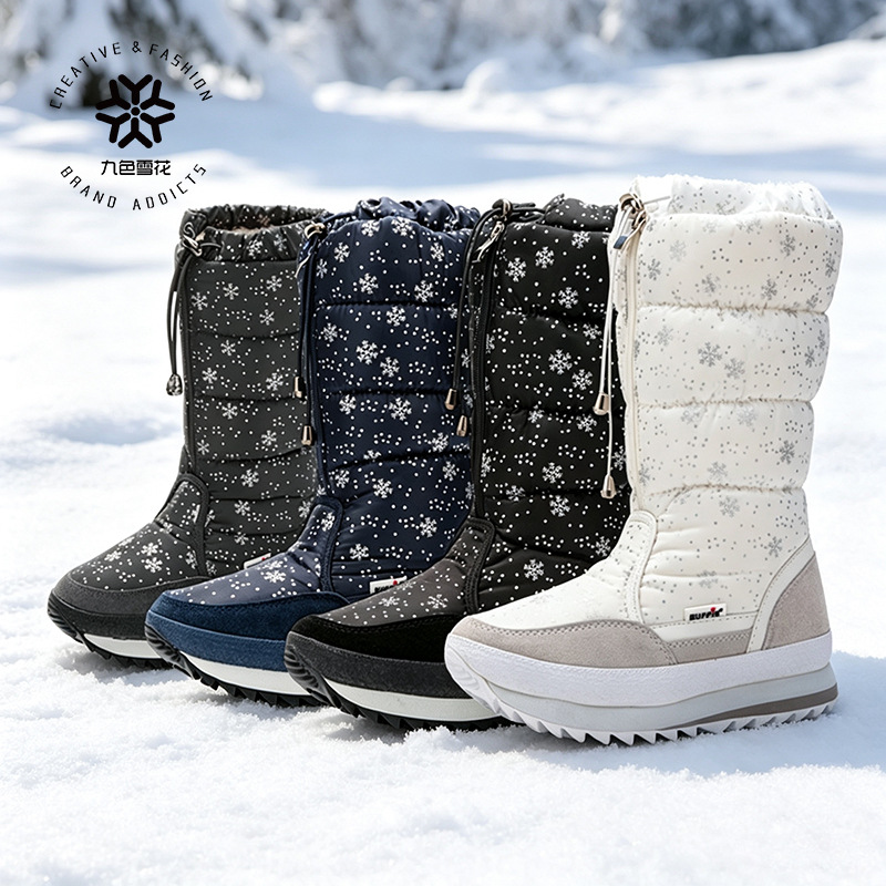 Botas de Nieve Altas para Mujer Piel de Oveja y Caucho Antideslizante Térmico para Invierno
