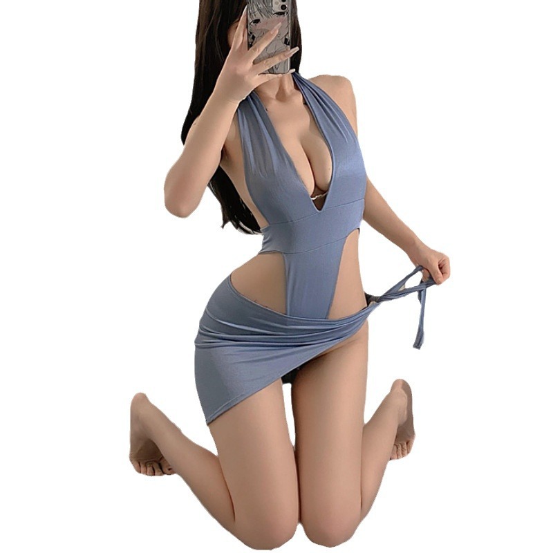 Sexy Lingerie for Women with Small Breasts, Big Temptation, Open Crotch, Charm, Passion, Sexy Jumpsuit, Short Skirt, Passionate and No Need to Take Off