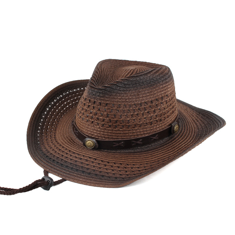 Primavera y verano hombres y mujeres de estilo étnico casual neutro sombrero de paja de estilo europeo y americano curvo ala sombrero al aire libre protección solar sombrero al por mayor