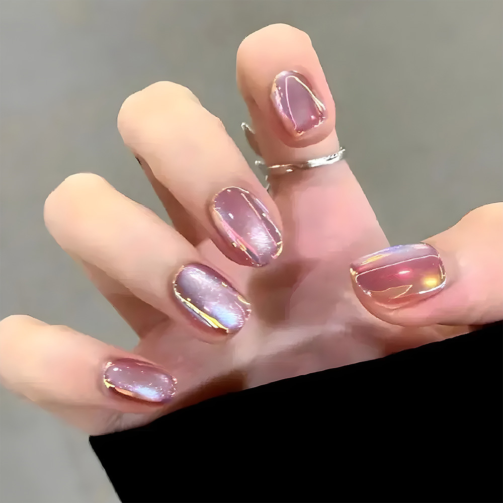 Ventas transfronterizas de ojos de gato, uñas cortas, fantasía, belleza, aurora, 30 piezas de parche de uñas.