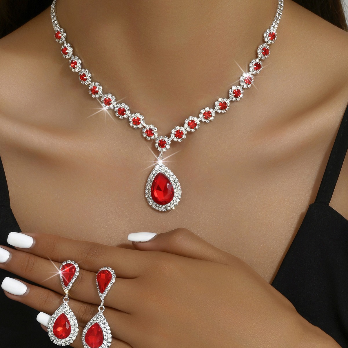 Fábrica al por mayor de la boda joyería nupcial garra cadena con incrustaciones de cristal de las mujeres del todo-fósforo collar de la joyería pendientes traje