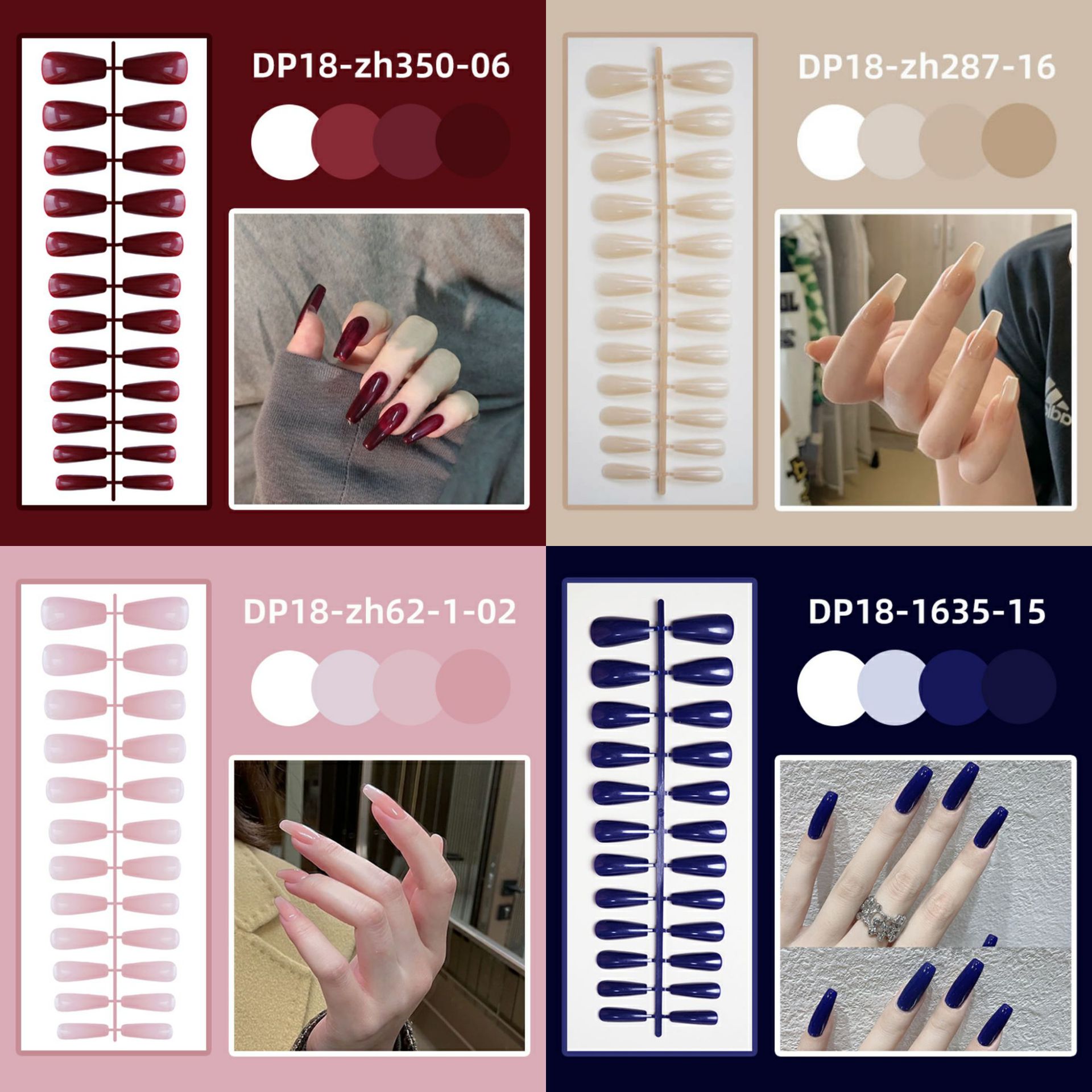 [Pack] Short T Glossy Nail Patch Fake Nail Finished 24 Pieces Nail Tools Nail Pieces Wholesale