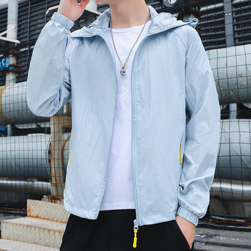 Ice Silk Sun Protection Clothing for Men in Summer New Anti-Uv Fishing Sun Protection Clothing Removable Hat Cycling Thin Jacket