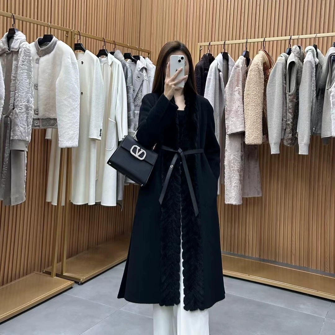 Demi-season import double-sided eating bib, cashmere elite woolen coat, jacket
