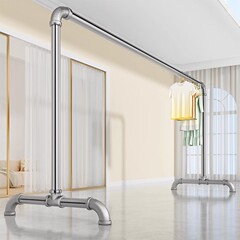 鋼管製衣類ハンガー、寝室用、移動式物干しラック、屋外バルコニー用、簡易耐荷重ハンガー、二本柱式