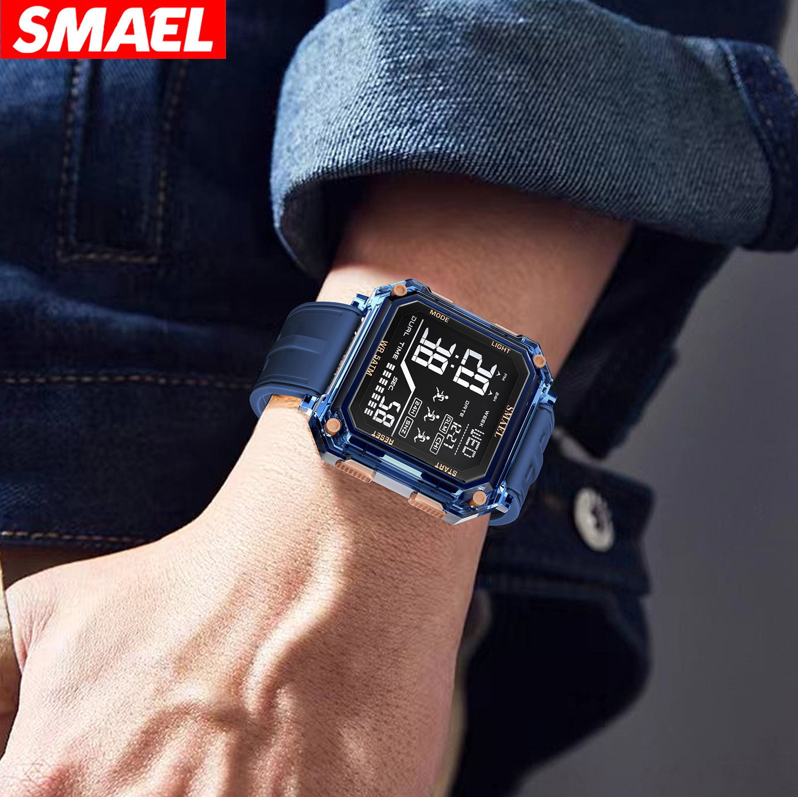Unisex Digital Watch Square Dial Student Casual Fashion Stopwatch Alarm Clock Sports Watch For Men And Women_voghion.com