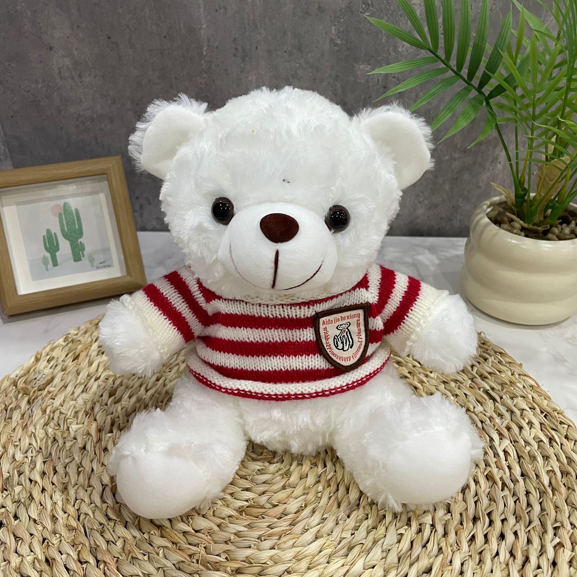 Teddy Bear se puede imprimir LOGO evento de vacaciones muñeca regalo para el hogar adornos de escritorio abrazar juguetes de peluche