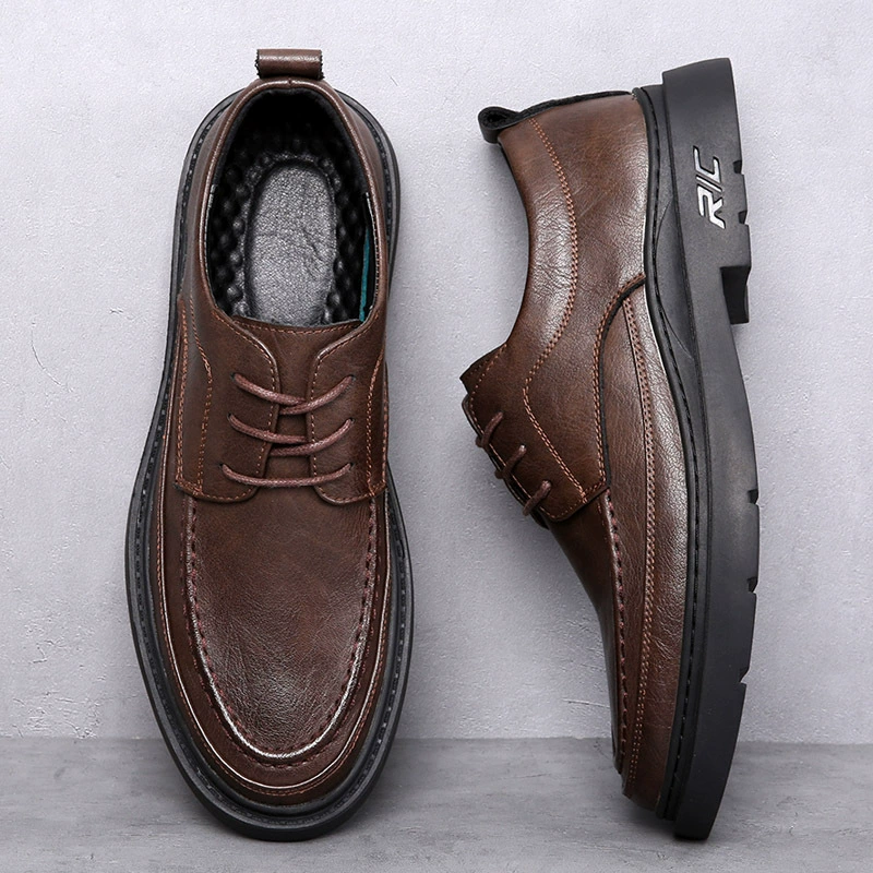 Бизнес Хью мужская обувь обувь с толстой подошвы ретро подлинная деловая мужская кожаная обувь Мужская повседневная обувь производители