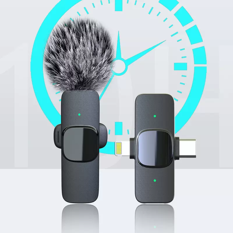 新款二合一无线领夹麦克风夹领式直播专用降噪二合一麦克风