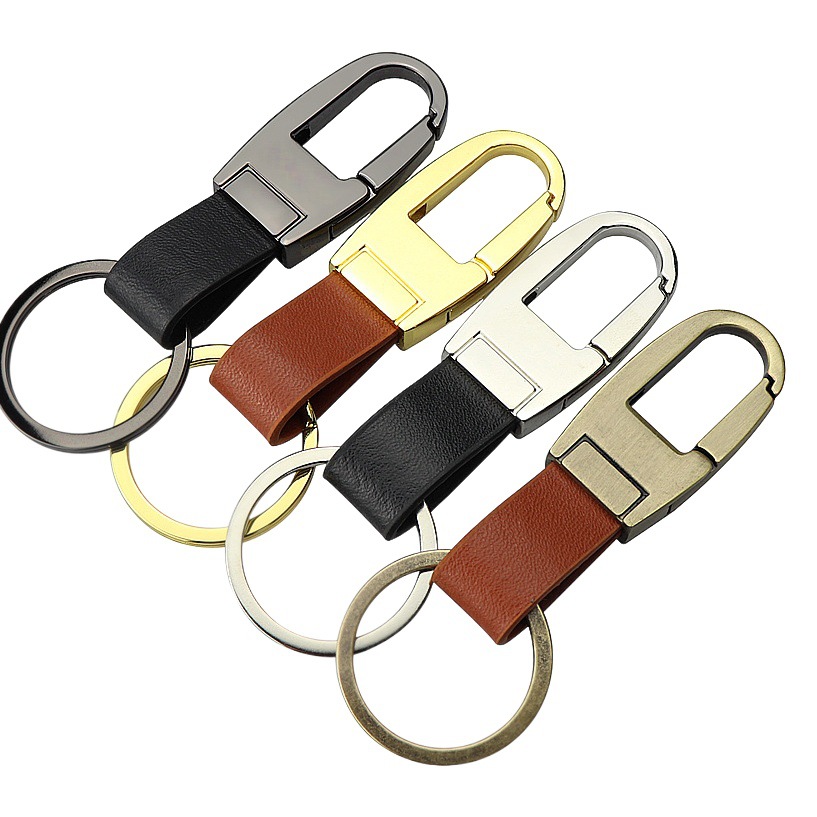 Creativa hebilla de cintura de cuero genuino llavero de metal personalizado moda Simple hebilla de cintura de los hombres llave del coche anti-perdido pequeño regalo