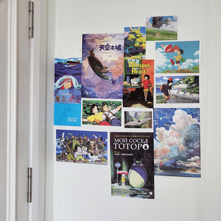 Miyazaki Hayao Anime 15 Ins Style Retro Style Wall Stickers Room Dormitory Wall Decoration Bedroom Background Stickers