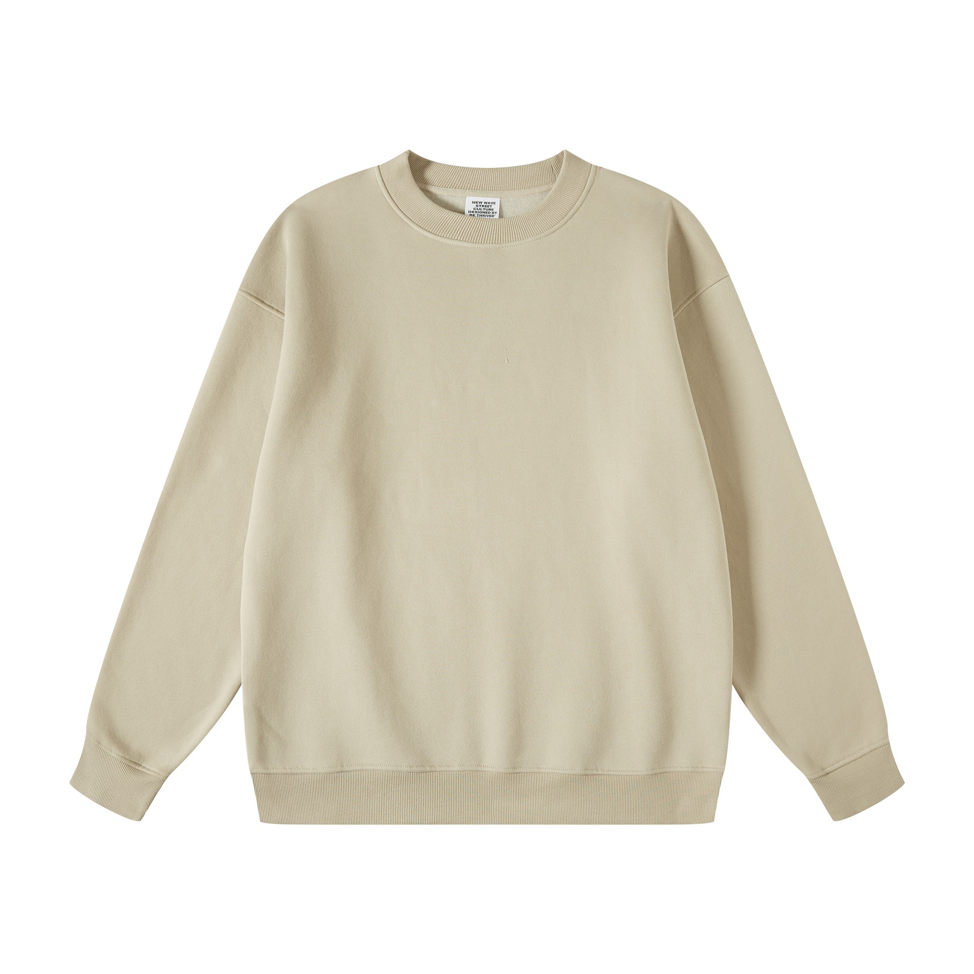 Sweat-shirt à col rond pour homme de marque décontractée et ample en velours 345 g plus couleur unie_voghion.com