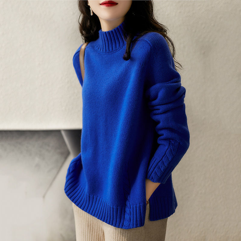 Popular strong push gold matching cashmere wool slimming stick needle turtleneck sweater women's autumn and winter inner jacket European goods