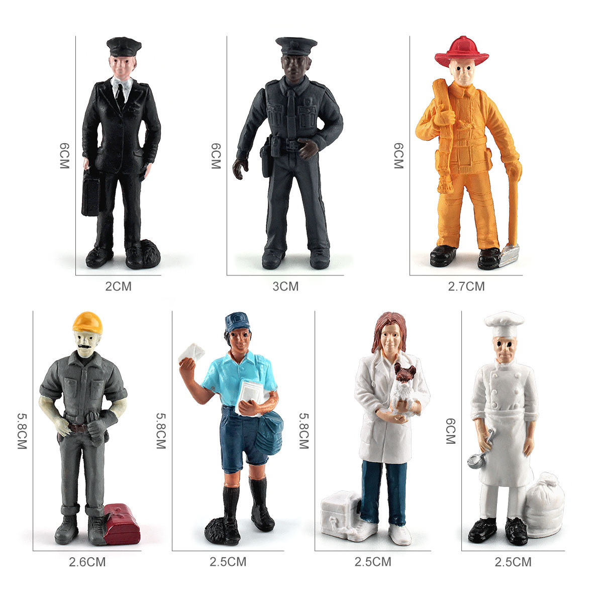 Transfronteriza simulación policía bombero construcción trabajador cartero figura modelo micro muñeca escena decoración juguete