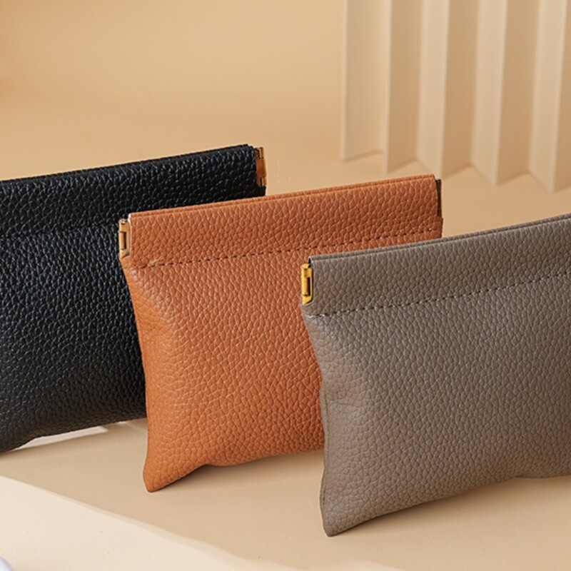 24 New Products Pebbled Pattern Automatic Closing Shrapnel Cosmetics Bag Coin Bag Portable Lipstick Bag Wireless Headphone Cosmetics Bag