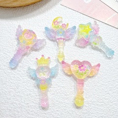 透明クリスタルグラデーション魔法の杖樹脂アクセサリー DIY ヘアピン頭飾りウォーターカップキーホルダーペンダント装飾部品