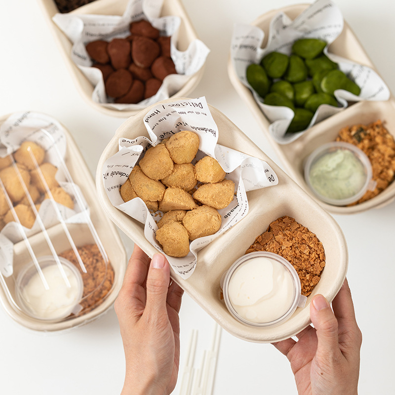 蘸酱麻糍包装盒糯叽叽沾麻薯打包盒蛋糕甜品盒子网红便当降解烘焙