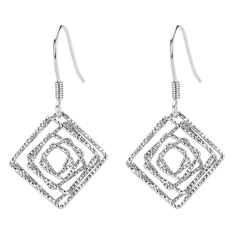 Plata de ley s925 luz lujo cuadrado pendientes florales 2021 nueva moda elegante estilo diosa