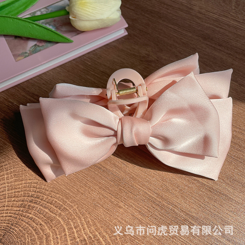 气质蝴蝶结抓夹女高级感2025新款毛绒发夹大号发量多鲨鱼夹子头饰|undefined