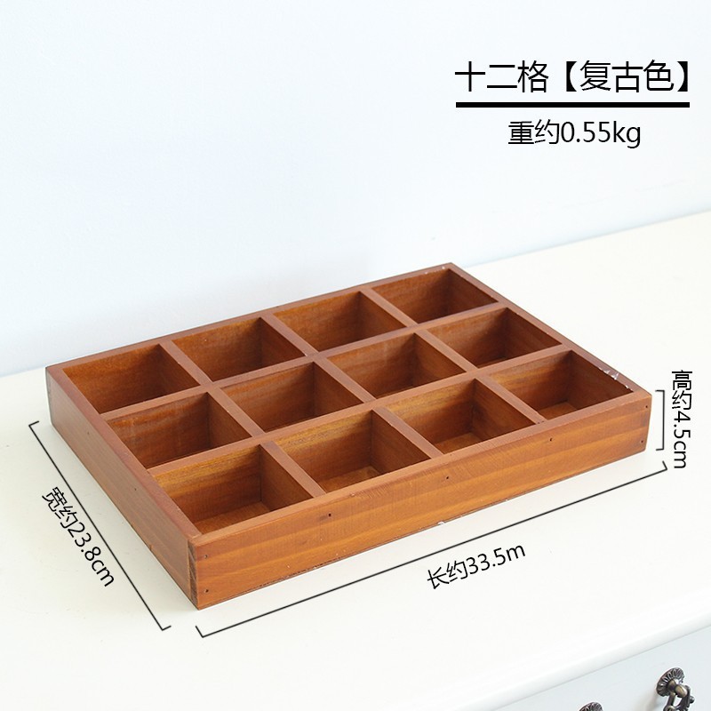작은 12칸 나무 상자, 빈티지 색상