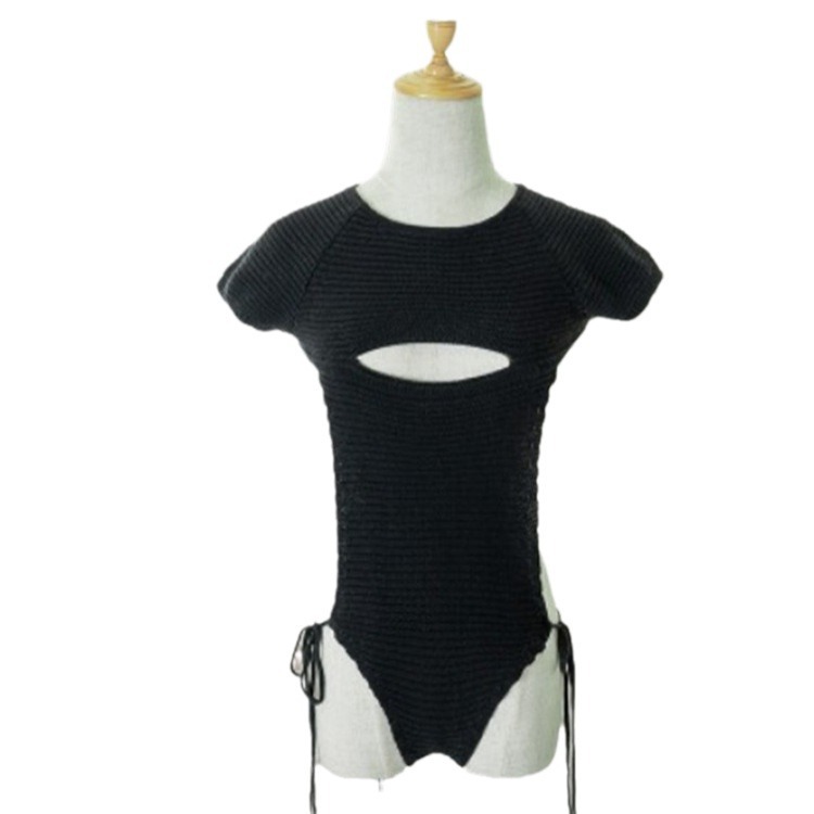 Sexy de las mujeres sin espalda sexy Lencería pasión traje hueco encaje-arriba libre mono sexy suéter de punto para las mujeres