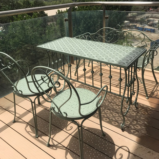 Long -table leisure open -Tianzai garden garden coffee shop milk tea shop indoor iron art tables and chair combination three -piece kit