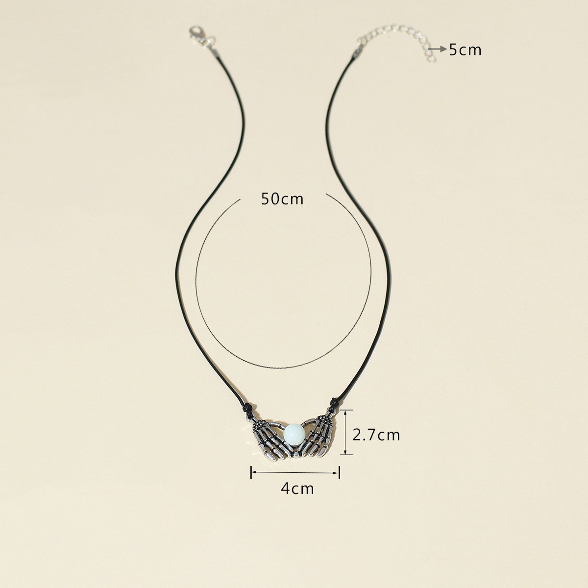 HJJ Halloween-Accessoires-Serie Herz-Punk-Totenkopf-Hand-Perlenkette im Dunkeln leuchtend_voghion.com