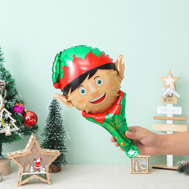 クリスマス長棒頭飾りサンタクロースミニ風船クリスマスツリー打撃棒風船クリスマス雪だるまヘラジカ|undefined