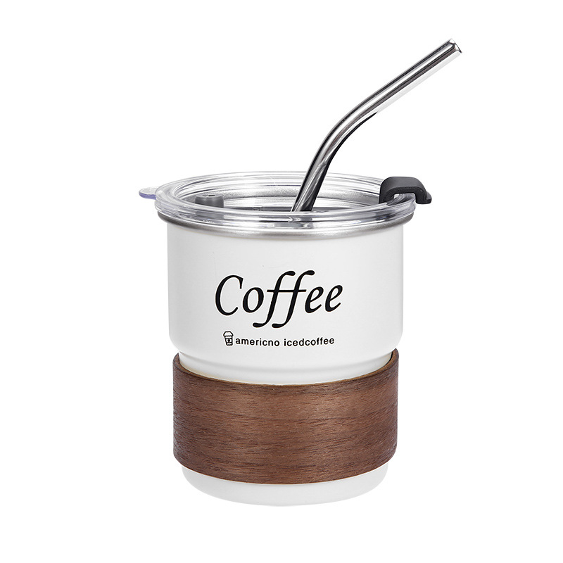 Taza de escalón de una sola capa para exteriores Taza de café de acero inoxidable 304 ins Vaso de cerveza de camping de borde rizado conveniente de alto valor