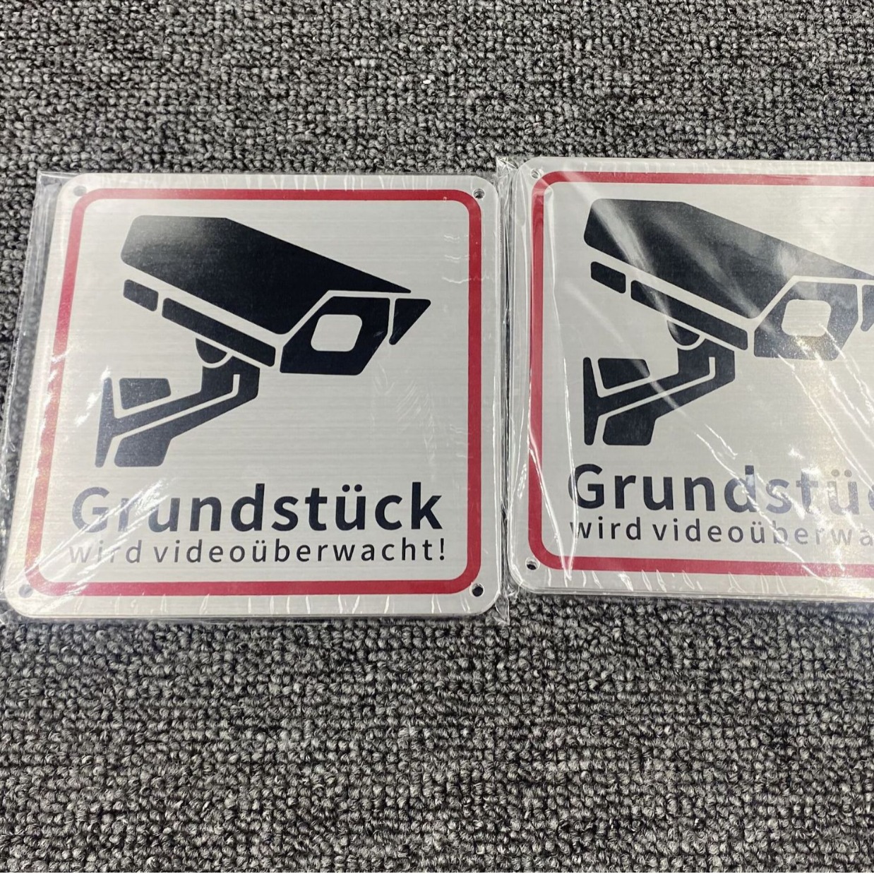 外贸铝板本色拉丝标牌德文警示牌提示牌