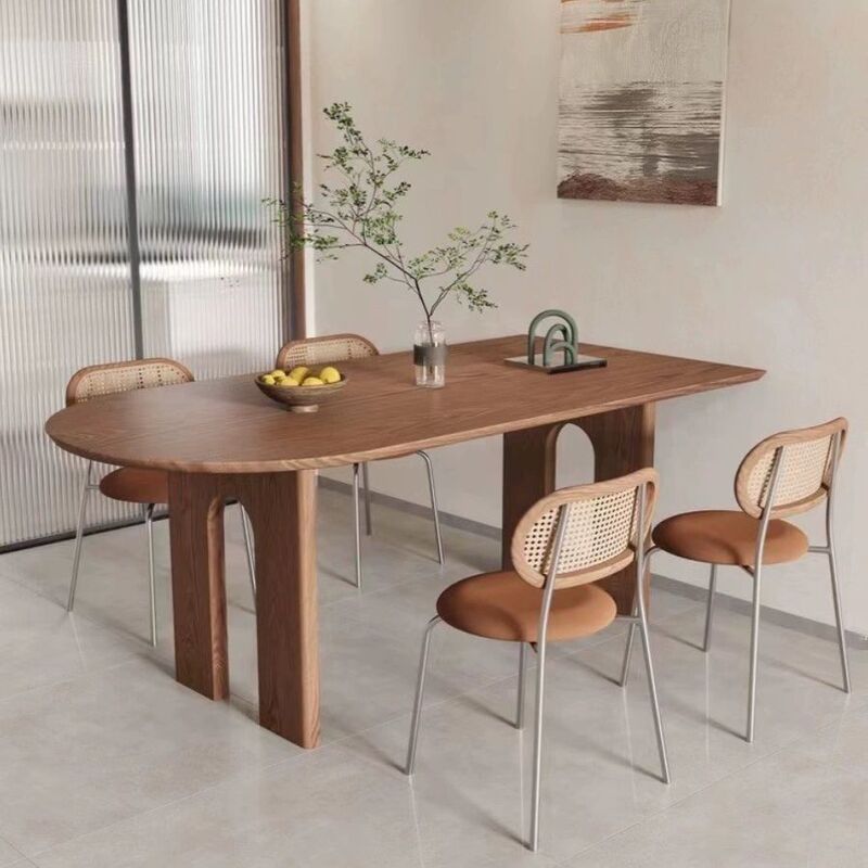 Scandinavian Solid Wood Desk Log Design Simple Desk Accessible Luxury Wabi-Sabi Style Dining Table Personalized Oval Workbench