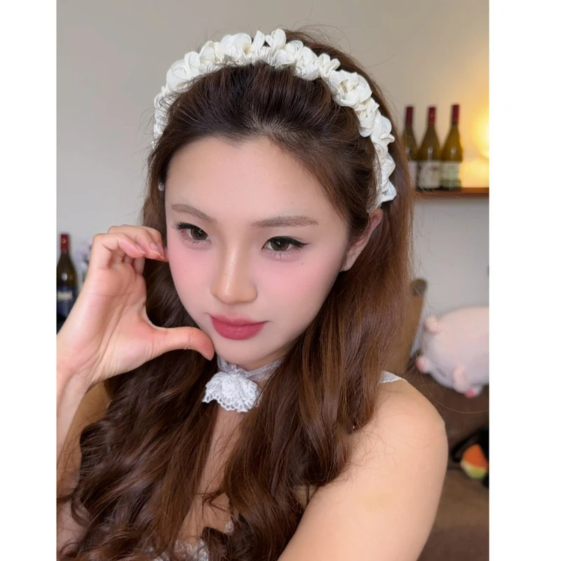 プリーツラップ～超妖精の細かいキラキラ不規則プリーツヘアフープ、甘い気質の歯付きコーム、高頭頂滑り止めヘアアクセサリー|undefined