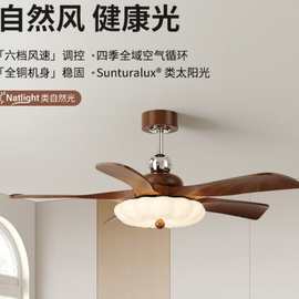 中古风吊扇灯餐厅卧室咖啡厅复古电扇灯法式奶油静音护眼风扇灯具