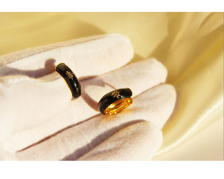 Fashion Star Copper Enamel Zircon Earrings 1 Pair