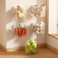 Kitchen onion, ginger, and garlic storage rack, refrigerator side door storage box, bathroom bathroom wall, punch-free wall-mounted spice rack