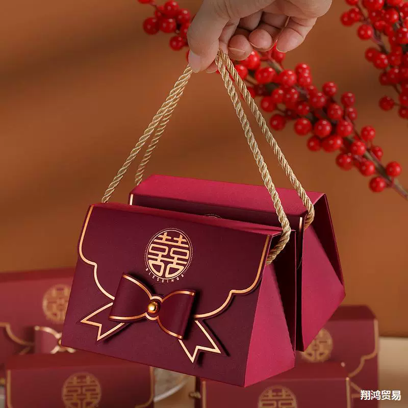 Коробка свадебных конфет 2024 новый продвинутый портативный конфеты свадебная помолвка конфеты упаковка подарочная коробка сумка пустая коробка