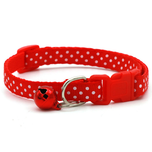 1.0 polka dot collar, polka dot pet collar with bell, dog and cat neck collar wholesale