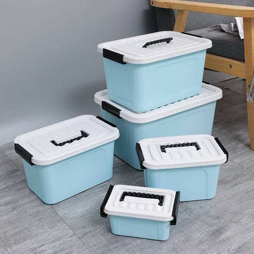 Plastic storage box with lid, clothing toy storage bin, car organizer, large capacity, under-bed storage box