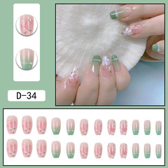 D1純欲穿戴甲短款穿戴式美甲片腮紅穿戴甲成品法式長款假指甲批發