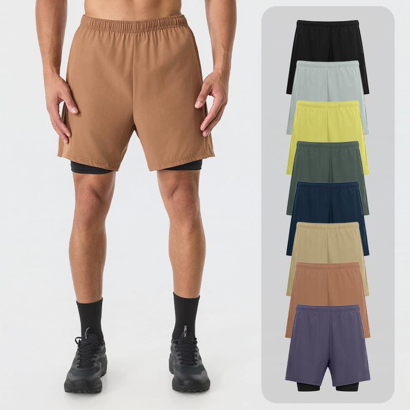 Men's Two-In-One Sports Shorts, Summer Quick-Dry Breathable Gym Shorts, Outdoor Running Basketball Double-Layer Anti-Exposure